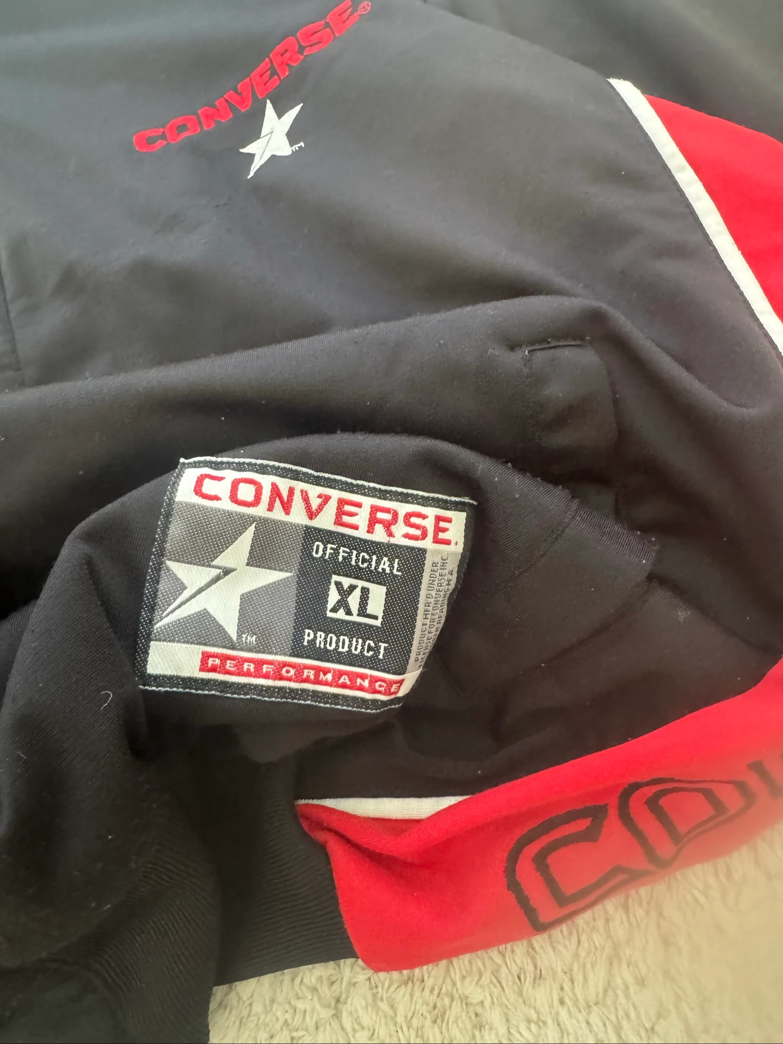 Converse Vintage Baseball Jersey Shirt Zwart Rood Snap Button 90s Streetwear XL – photo 5